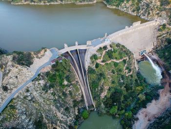 High angle view of bridge over river