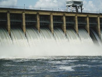 Scenic view of dam against sky