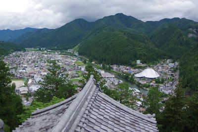 High angle view of townscape against sky