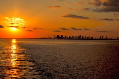 Scenic view of sunset over city