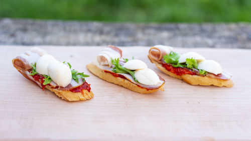 Close-up of food on table