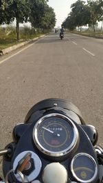 High angle view of vintage car on road