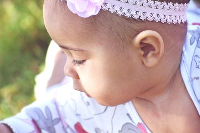 Close-up of cute baby girl