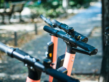 Close-up of bicycle in basket