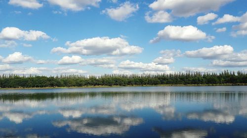 Scenic view of lake against sky