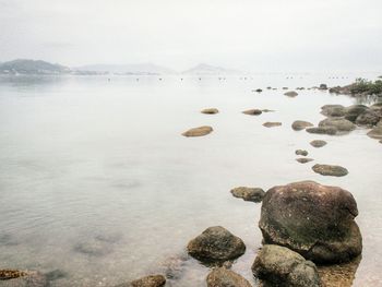 Scenic view of sea against clear sky