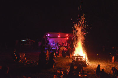 Firework display at night