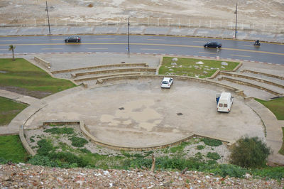 High angle view of cars on road