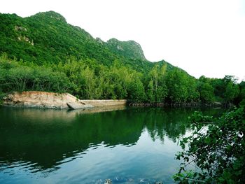 Scenic view of lake against clear sky