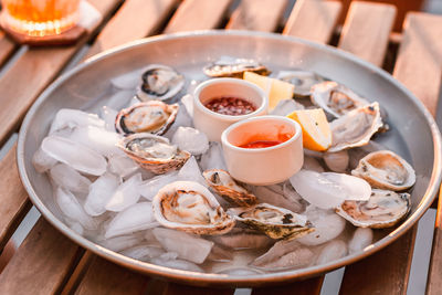 Close-up of sea food in plate