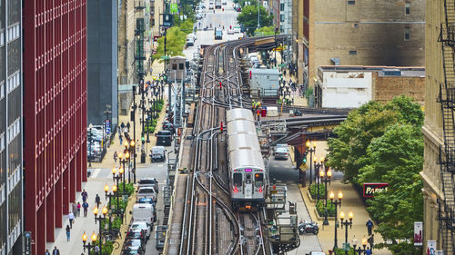 High angle view of city street