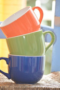 Close-up of coffee cup on table