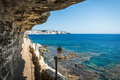 Scenic view of sea against clear sky