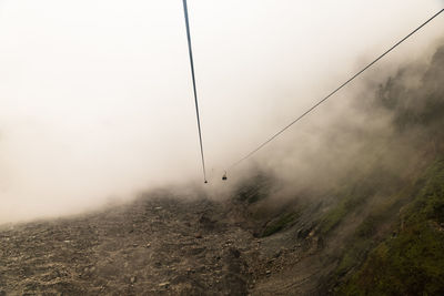 High angle view of overhead cable car