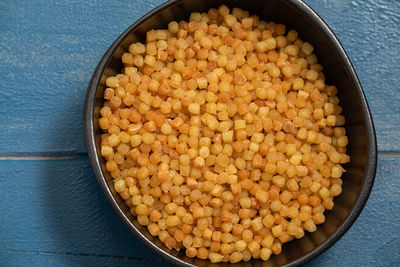 High angle view of bread in container on table