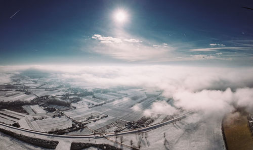 High angle view of landscape against sky