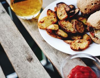 Close-up of bread in plate on table