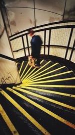 Woman standing on steps