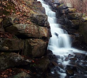 Water flowing through rocks