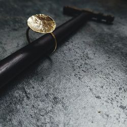 High angle view of chain on table