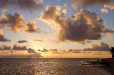 Scenic view of sea against sky at sunset