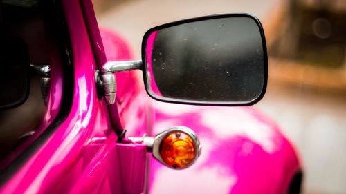 Close-up of side-view mirror