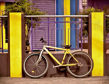 Bicycle parked at roadside