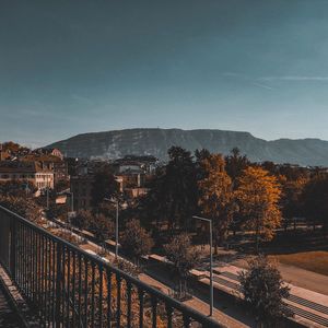 Scenic view of mountains against clear sky