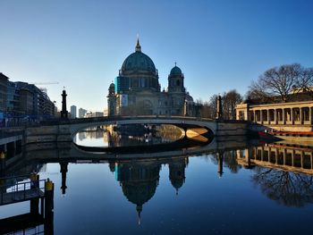 Reflection of buildings in water