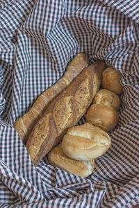 High angle view of bread on table