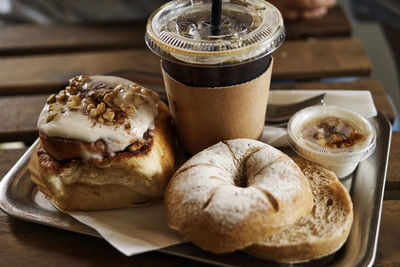 Close-up of breakfast on table