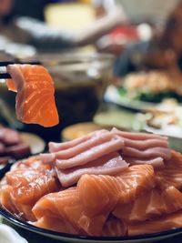 Close-up of sushi in plate