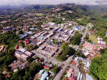 High angle view of buildings in city