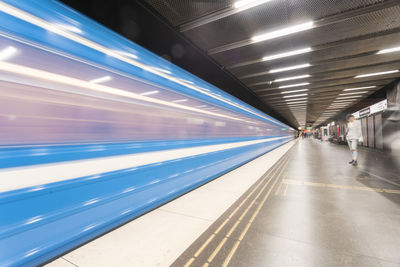 Subway station with train departing in stockholm