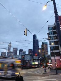 View of city street at night