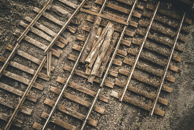 High angle view of railroad tracks