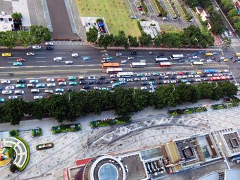 High angle view of city street