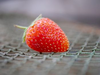 Close-up of strawberry on table