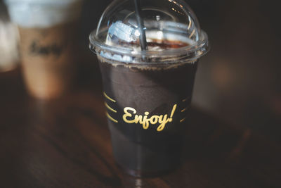 Close-up of coffee on table