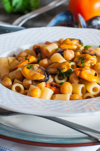 Close-up of food in plate on table