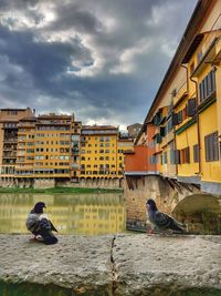 View of canal amidst buildings against sky