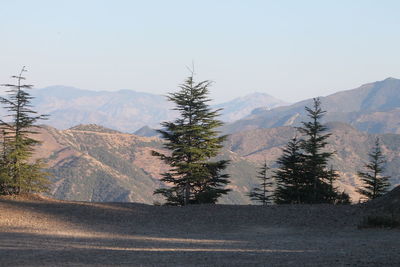 Scenic view of mountains against clear sky