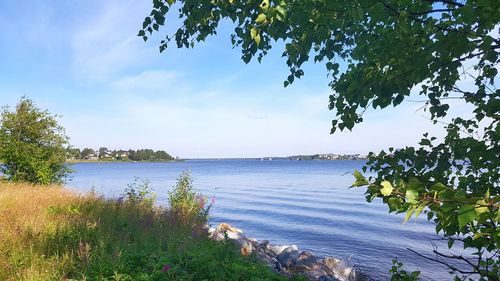 Scenic view of lake against sky