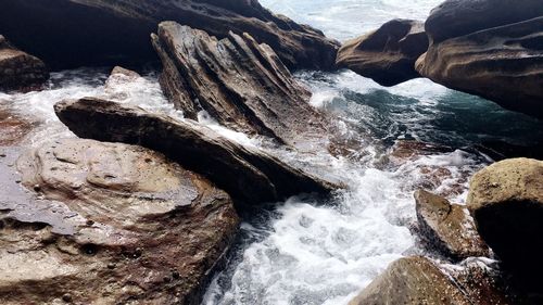 Water flowing through rocks