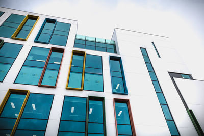 Low angle view of modern building against clear sky