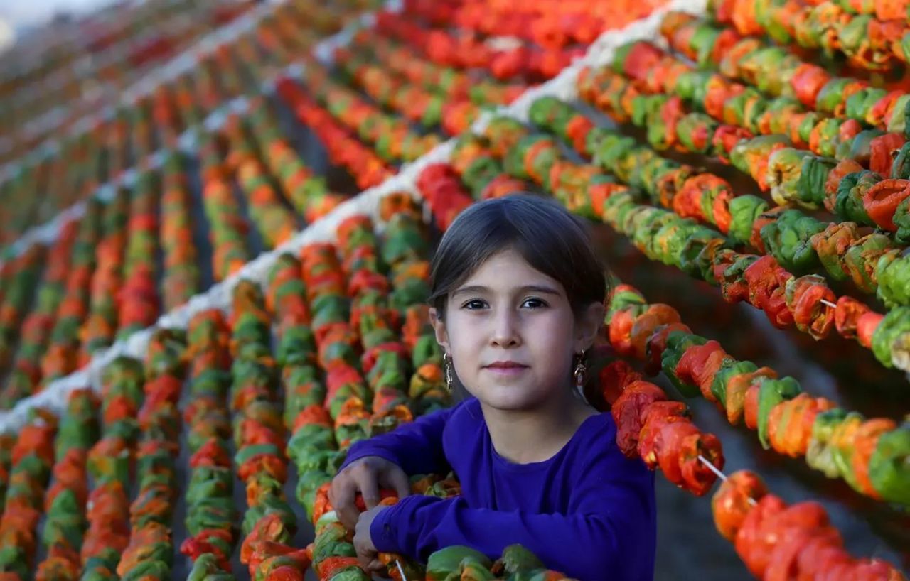 Portrait of young woman standing in market