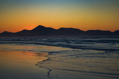 Scenic view of sea against sky during sunset