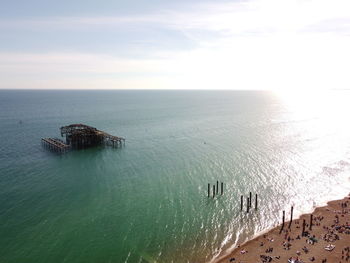 High angle view of sea against sky