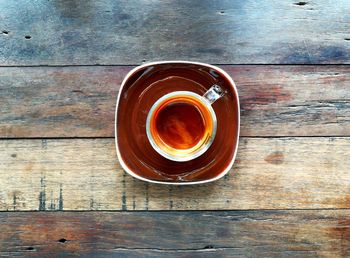 High angle view of coffee on table