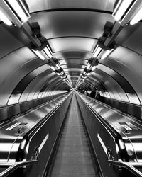 Interior of illuminated subway station